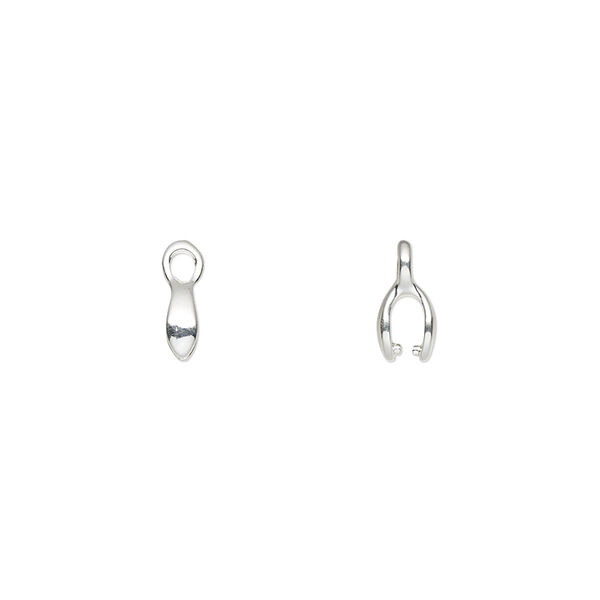 Bail, ice-pick, silver-plated brass, 6x3mm with 3.5mm grip length. Sold per pkg of 12. image number 0