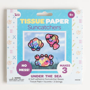 Suncatcher assortment kit 1pkg75, paper / foam / cotton, multicolored, mixed sizes clamshell / fish / crab.