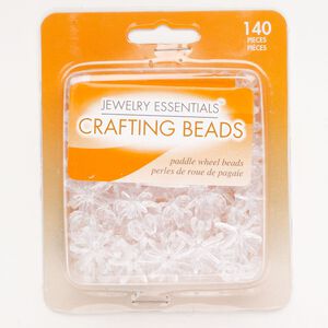 Bead mix acrylic 140pk 12-18mm paddle wheel, clear