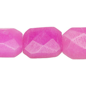 Malaysia "jade" 1pkg1, faceted puffed rectangle bead hot pink, 15 inch 18x15mm-24x18mm
