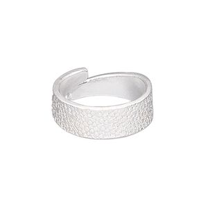 Ring, Hill Tribes, silver-plated copper, 8mm wide with textured design, adjustable from size 8-9. Sold individually.