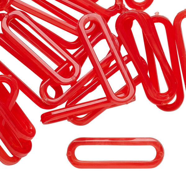 Component, vintage German acrylic, translucent red, 25x8mm open oval. Sold per pkg of 24. image number 0