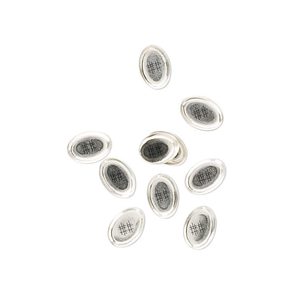 Bezel cup, sterling silver, solid back, 6x4mm oval. Sold per pkg of 10. image number 0