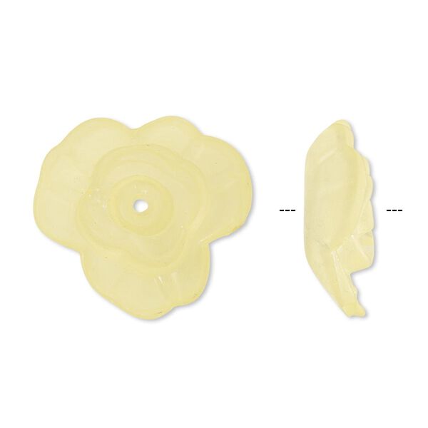 Component, acrylic, frosted yellow, 21x8mm flower. Sold per pkg of 50. image number 0
