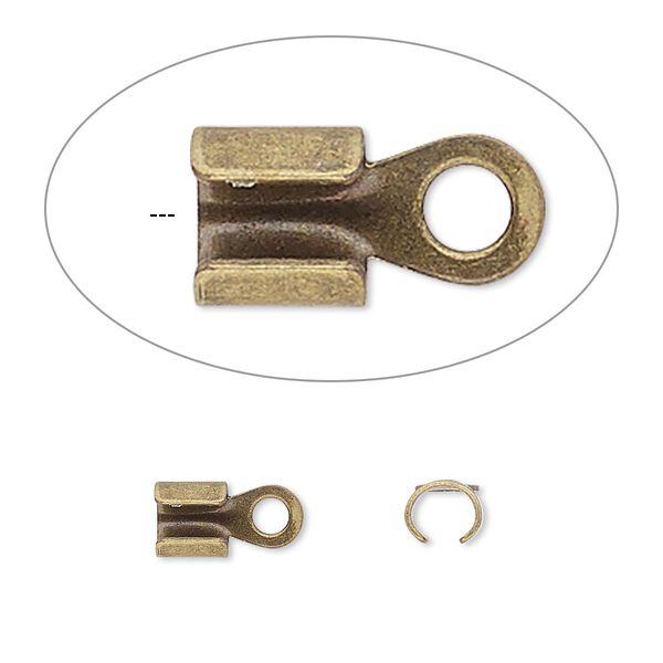 Cord end, fold-over, antique gold-plated steel, 5x5mm with 4mm inside diameter. Sold per pkg of 100. image number 0