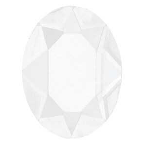 Cabochon, glass, transparent clear, 40x30mm calibrated faceted oval. Sold individually.