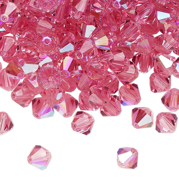 Bead 144pk rose glitter, Preciosa Czech crystal 6mm bicone image number 0