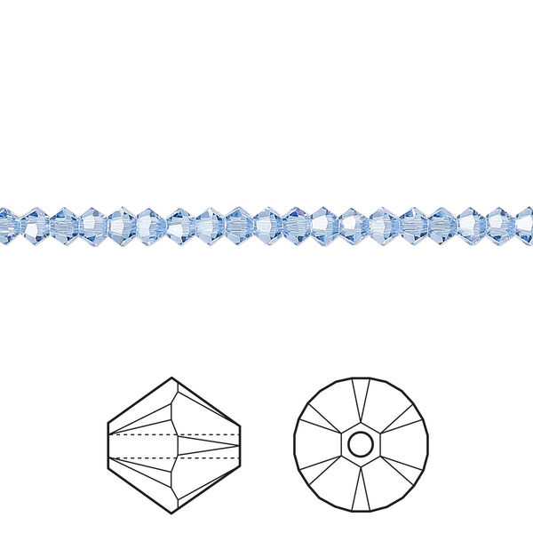 Bead 48pk light sapphire, Crystal Passions® 3mm bicone 5328 image number 0