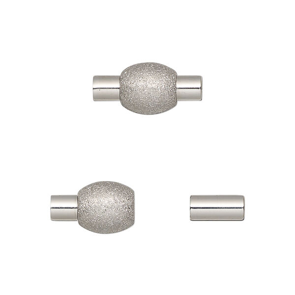 Clasp, magnetic, stainless steel, 16.5x8mm with stardust and glue-in ends, 3mm inside diameter. Sold individually. image number 0
