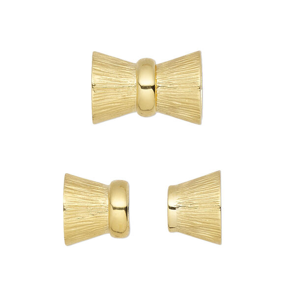 Clasp, 4-strand magnetic, "vermeil," 16x11mm bowtie. Sold individually. image number 0
