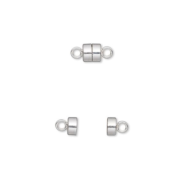Clasp, magnetic, sterling silver, 5x4.5mm barrel with soldered loop. Sold per pkg of 12. image number 0