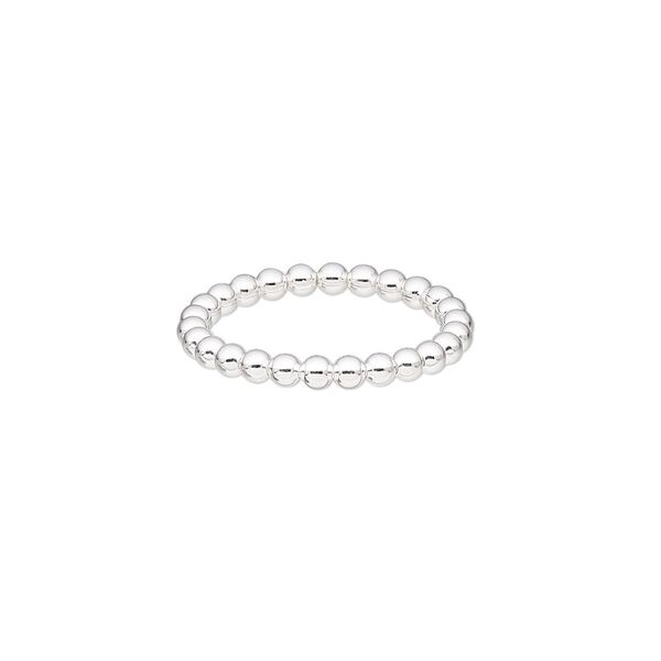 Ring, sterling silver, 3mm wide with beaded design, size 9. Sold individually. image number 0