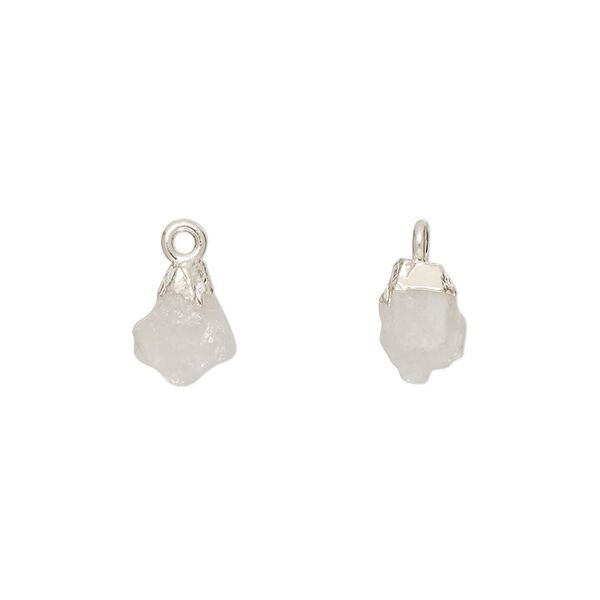 Rainbow moonstone / sterling silver 1pkg1, electrocoated hand-cut nugget drop natural 8x5mm-9x7mm image number 0