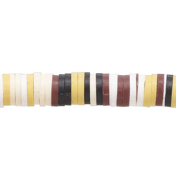 Bead, polymer clay, opaque multi-brown, 8x2mm heishi. Sold per pkg of (2) 16-inch strands. image number 0