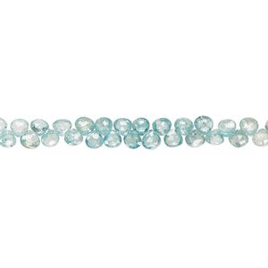 Zircon 1pkg1, hand-cut top-drilled faceted teardrop bead blue 4 inch 6x6mm