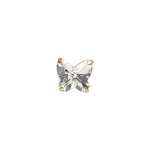 Component 1pk crystal gold plate foil back, Preciosa Czech crystal 10mm butterfly image number 0