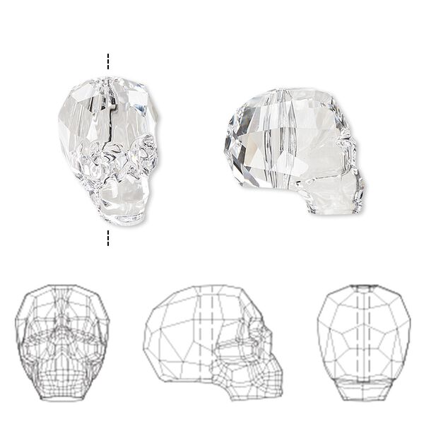 Bead 12pk crystal, Swarovski® 14x13mm skull 5750 image number 0
