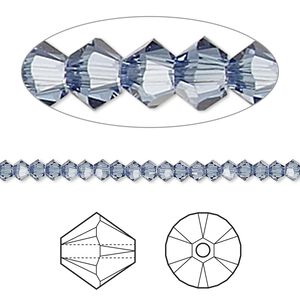 Bead 48pk denim blue, Crystal Passions® 3mm bicone 5328