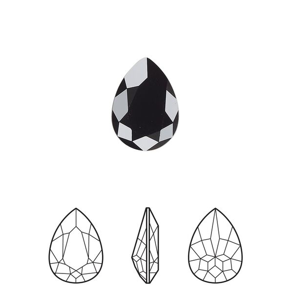 Fancy stone 12pk jet, Crystal Passions® 14x10mm pear 4320 image number 0