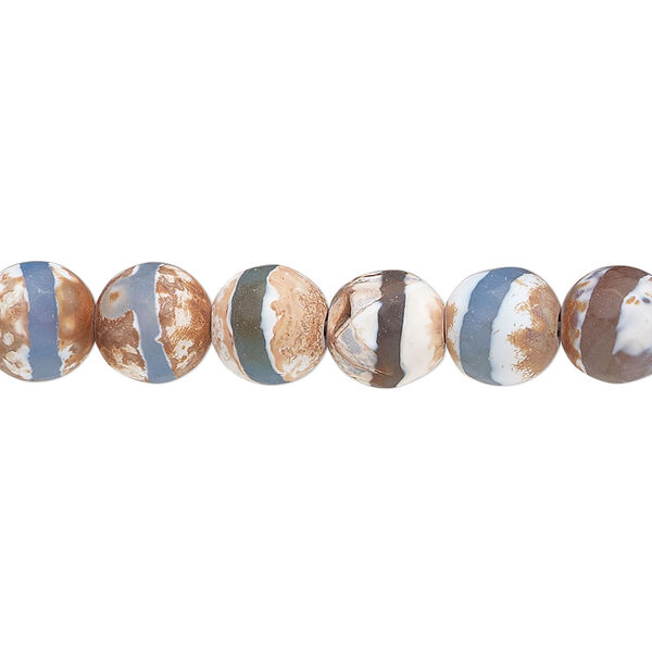 Bead, blue-brown agate (dyed/heated), matte, 7.5-8mm faceted round, B grade, Mohs hardness 6-1/2 to 7. Sold per 16-inch strand. image number 0