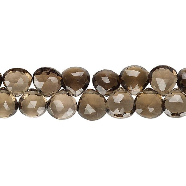 Bead, smoky quartz (heated / irradiated), 6-8mm hand-cut top-drilled faceted teardrop with 0.4-1.4mm hole, B+ grade, Mohs hardness 7. Sold per 8-inch strand. image number 0