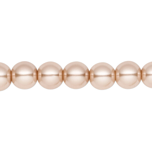 Bead, crystal pearl, champagne, 8mm round. Sold per pkg of (2) 15-1/2" to 16" strands, approximately 100 beads. image number 0