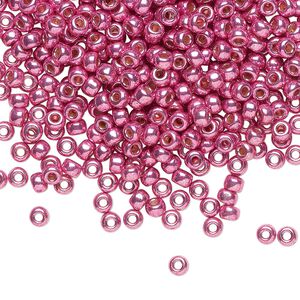 Seed bead, Miyuki, glass, pkg/250g, #8 rocaille, Duracoat® opaque galvanized hot pink, (RR-4210).
