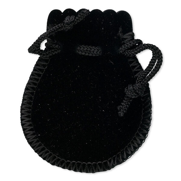 Pouch, velveteen, black, 2-7/8 x 2-1/2 inches with drawstring. Sold per pkg of 12. image number 0