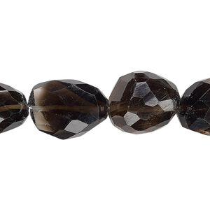 Smoky quartz 1pkg1, hand-faceted nugget bead 7 inch medium