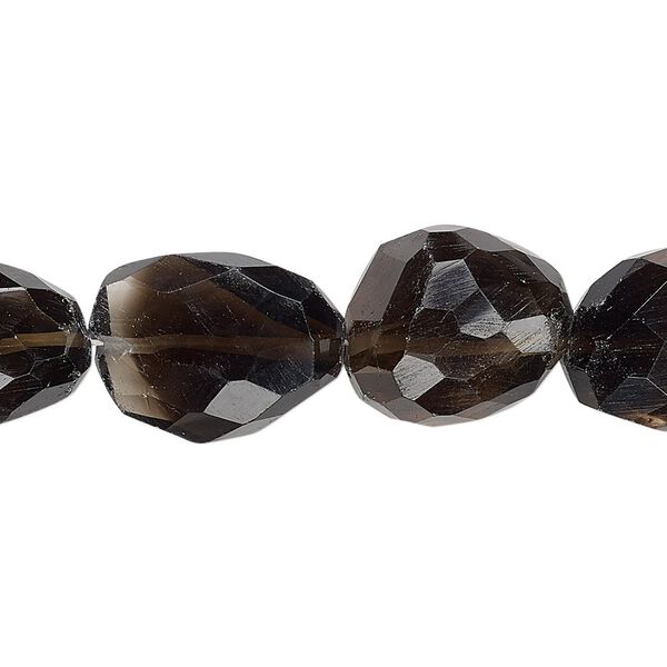 Smoky quartz 1pkg1, hand-faceted nugget bead 7 inch medium image number 0