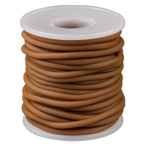 Cord, synthetic rubber, beige, 3mm round. Sold per pkg of 10 meters (32.8 feet).