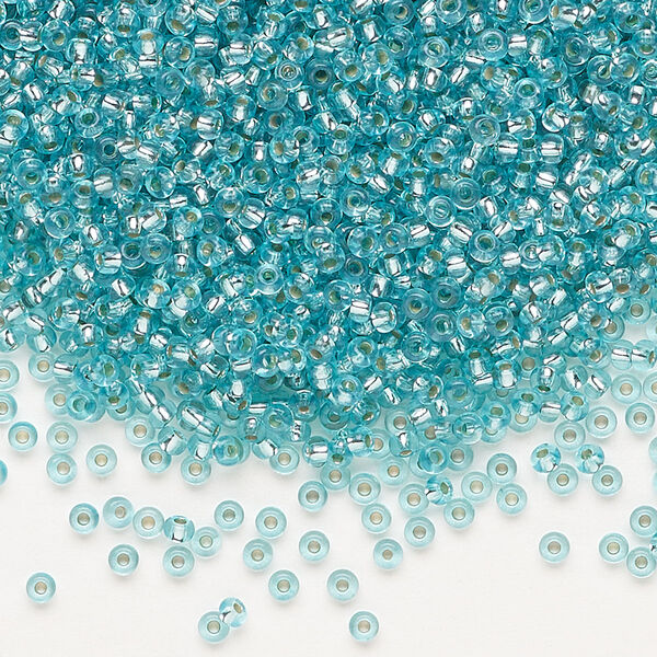 Seed bead, Preciosa Ornela Czech glass, pkg/50g, #11 rocaille, translucent solgel dyed silver-lined teal, (78165). image number 0