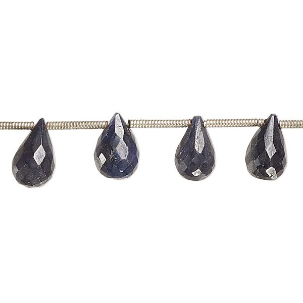 Blue sapphire 1pkg17, hand-cut top-drilled faceted teardrop bead 8x6mm-11x7mm image number 0