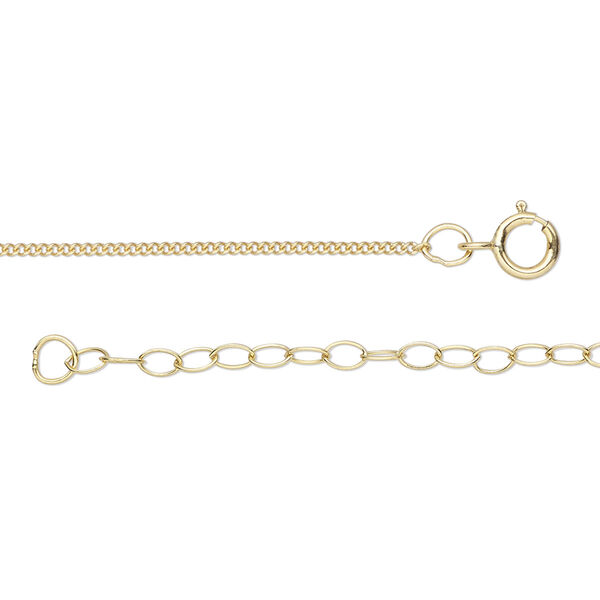 Chain, Gossamer™, 14Kt gold-filled, 1mm curb, 16 inches with 2-inch extender chain and springring clasp. Sold individually. image number 0