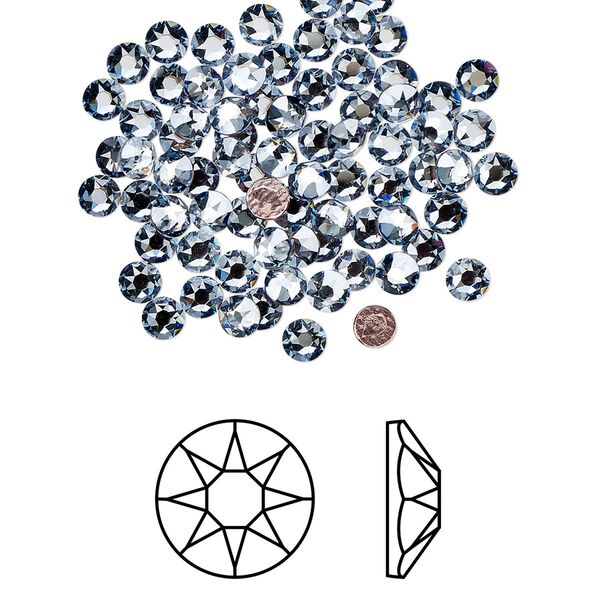 Flat back 144pk crystal blue shade foil back, Crystal Passions® hotfix rhinestone 3-3.2mm rose round SS12 2078HF image number 0