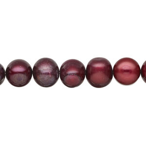 Freshwater pearl 1pkg1, semi-round, 15 inch garnet 7-9mm cultured