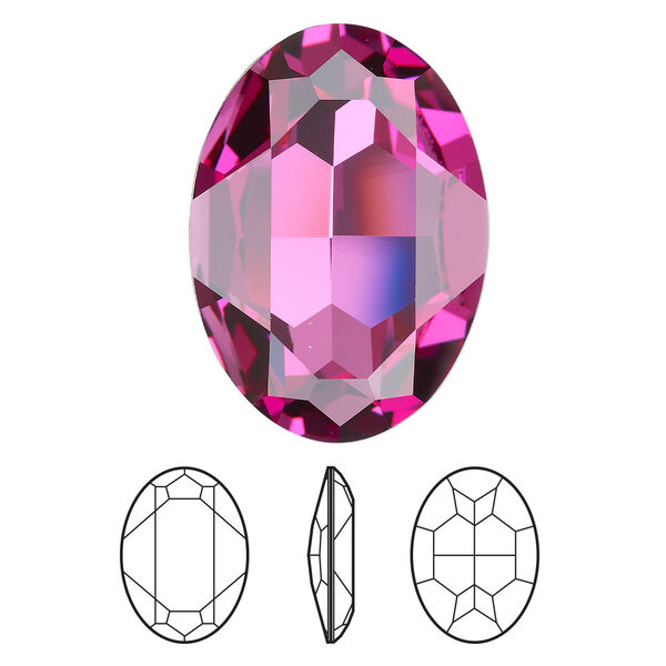 Fancy stone 1pk dark rose foil back, Crystal Passions® 30x22mm oval 4127 image number 0