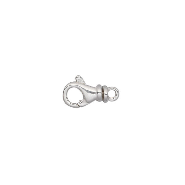 Clasp, lobster claw, sterling silver, 11x6mm rounded with swivel. Sold individually. image number 0
