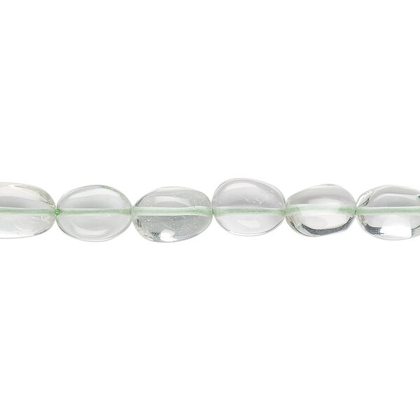 Green quartz 1pkg1, hand-cut puffed oval bead 7 inch 7x6mm-10x6mm image number 0