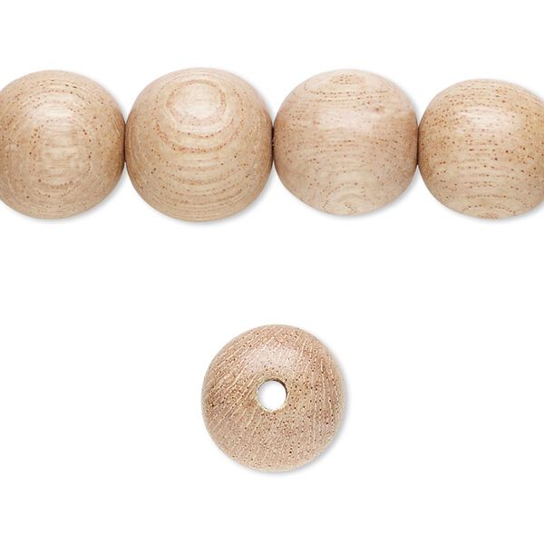 Bead, corkwood tree wood (waxed), 11-12mm hand-cut round. Sold per 15-1/2 to 16-inch strand. image number 0