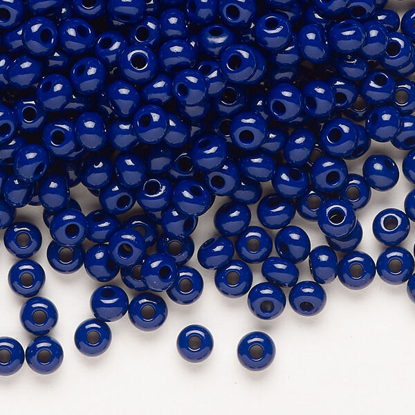 Seed bead, Preciosa Ornela Czech glass, pkg/500g, #6 rocaille, opaque cobalt blue, (33070). image number 0