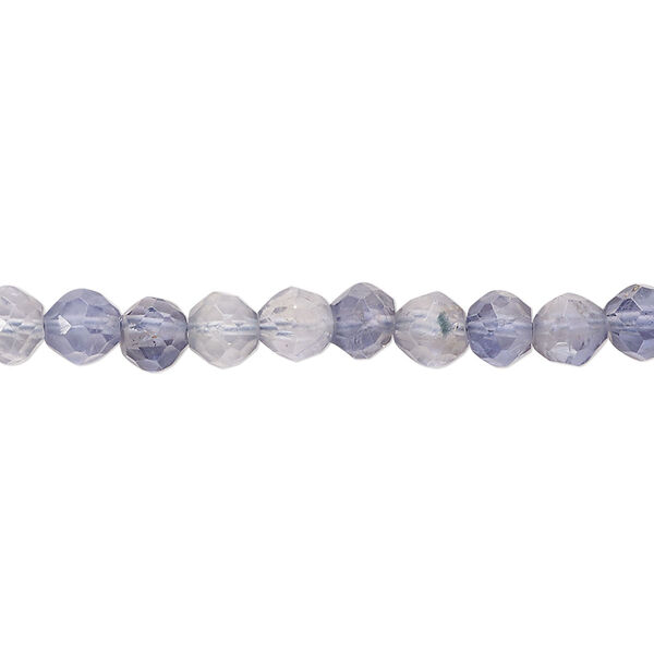 Bead, iolite (natural), light to medium, 5mm hand-cut faceted round, B grade, Mohs hardness 7 to 7-1/2. Sold per 13-inch strand, approximately 70 beads. image number 0