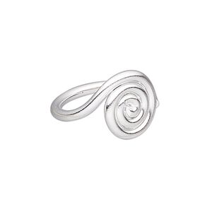 Ring, Hill Tribes, silver-plated copper, 14mm wide with 14mm swirl, adjustable from size 8 to 9. Sold individually.
