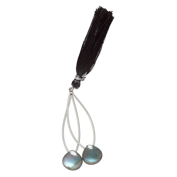 Labradorite 1pkg2, hand-cut top-drilled puffed teardrop bead natural 14x14mm image number 1