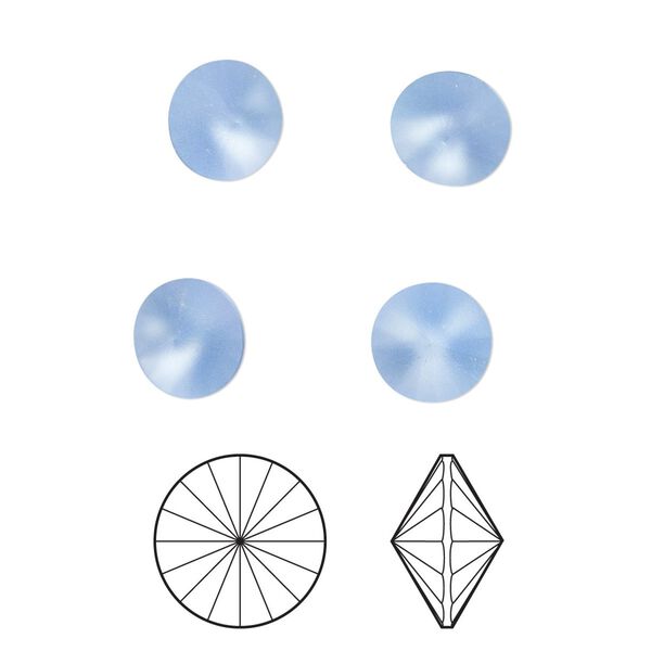 Chaton 8pk light sapphire frost foil back, Crystal Passions® 8.16-8.41mm rivoli SS39 1122 image number 0