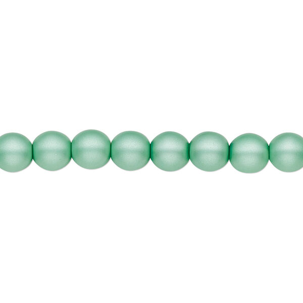 Bead, Czech pearl-coated glass druk, opaque matte sea foam green, 6mm round. Sold per 15-1/2" to 16" strand. image number 0