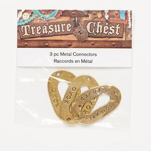 Focal, antique gold-finished "pewter" (zinc-based alloy), 35x21mm open freeform oval. Pkg/3.