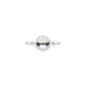 Clasp magnetic 1pkg1 sterling silver, 8mm round, 1-strand