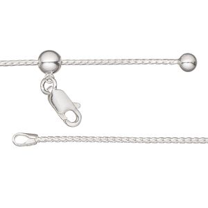 Chain 1pkg1 sterling silver foxtail, 1mm / lobster claw clasp, Gossamer™ adjustable 16-24 inch