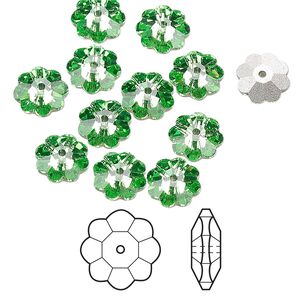 Margarita flower 12pk peridot foil back, Crystal Passions® 8x3mm 3700